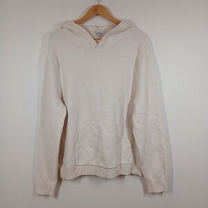 NWT Goodfellow Hoodie Men XL Cream Cotton Blend Pullover Pocket Normcore